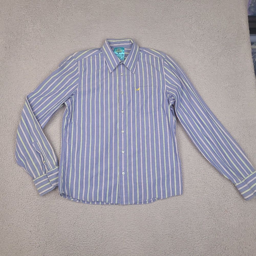 Hollister Shirt Mens Large Blue Striped Long Sleeve Button Down Preppy Cotton
